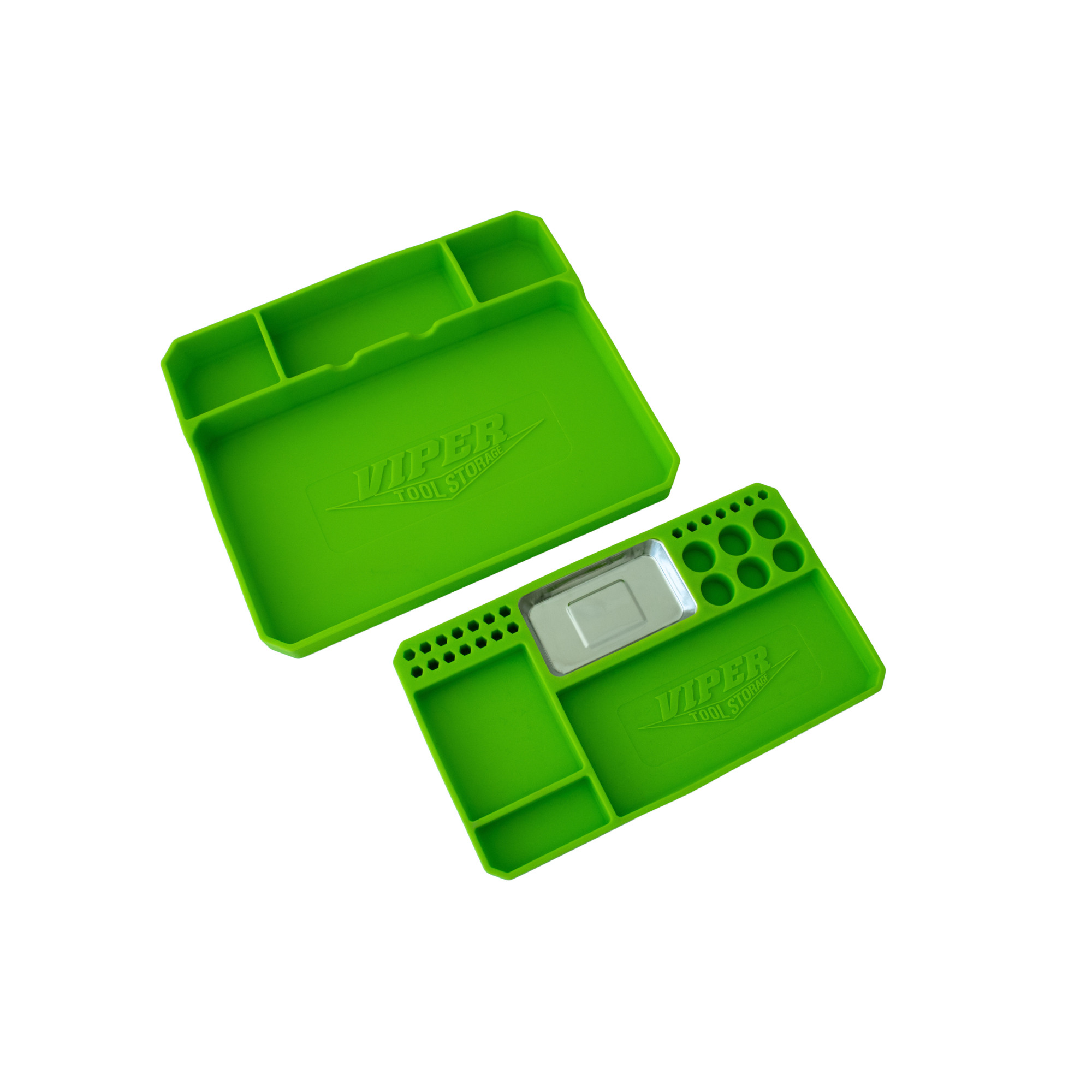 Viper Tool Storage Flexible Silicone Tool Organizer Tray Set - 2-Piece, 11.81in. x 9.85in. & 11in. x 6.3in., Lime, Model# V2FPTLG